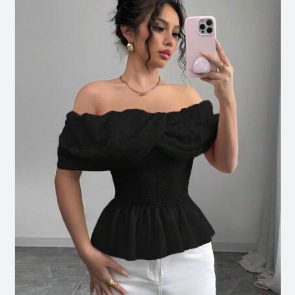 Freshman Black Eyelet Top